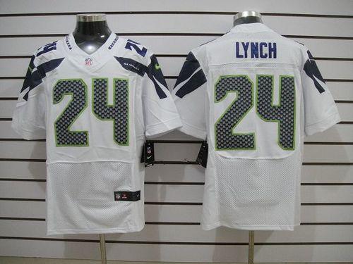 Nike Seahawks #24 Marshawn Lynch White Men's Stitched NFL Vapor Untouchable Elite Jersey - Click Image to Close